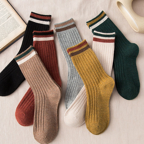 Thin Striped Wool Socks
