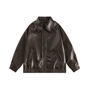 Faux Leather Oversized Bomber Jacket