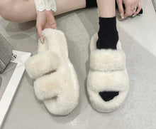 Load image into Gallery viewer, Double Strap Platform Wool Slippers