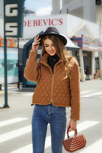 Quilted Crop Sherpa Jacket