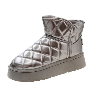 Shinny Quilted Mini Boots