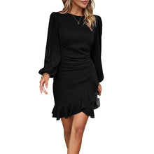 Load image into Gallery viewer, Puff Sleeve Solid Color Dress