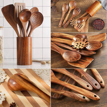Load image into Gallery viewer, Teak Wooden Cooking Utensils