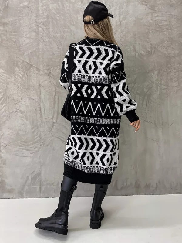Black & White Long Knit Sweater
